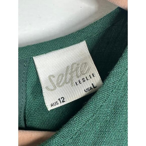 SELFIE LESLIE Meilani A-Line Forest Green Skater Criss-Cross Back Dress Junior L - Picture 4 of 7